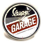 VESPA GARAGE METAL AND GLASS ANALOG WALL CLOCK 12" DIAMETER