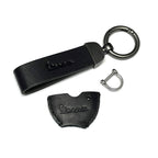 BLACK LEATHER VESPA KEYCHAIN WITH KEY FOB SLEEVE