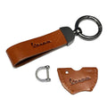 BROWN LEATHER VESPA KEYCHAIN WITH KEY FOB SLEEVE