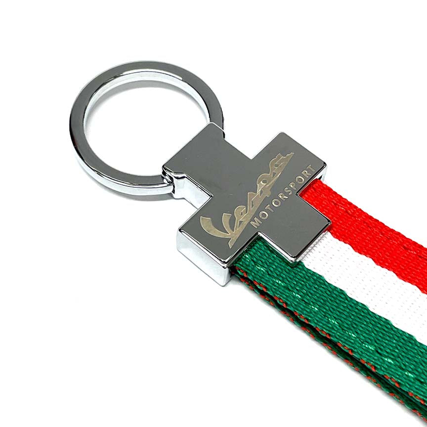 VESPA MOTORSPORT ITALIAN FLAG CHROME KEY CHAIN