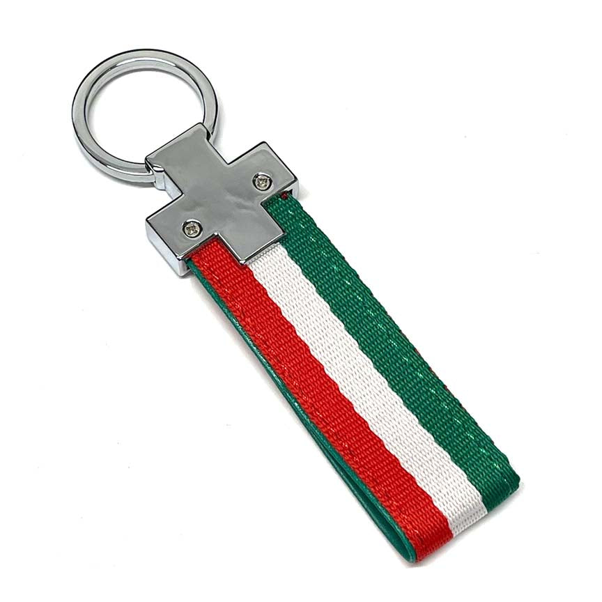 VESPA MOTORSPORT ITALIAN FLAG CHROME KEY CHAIN