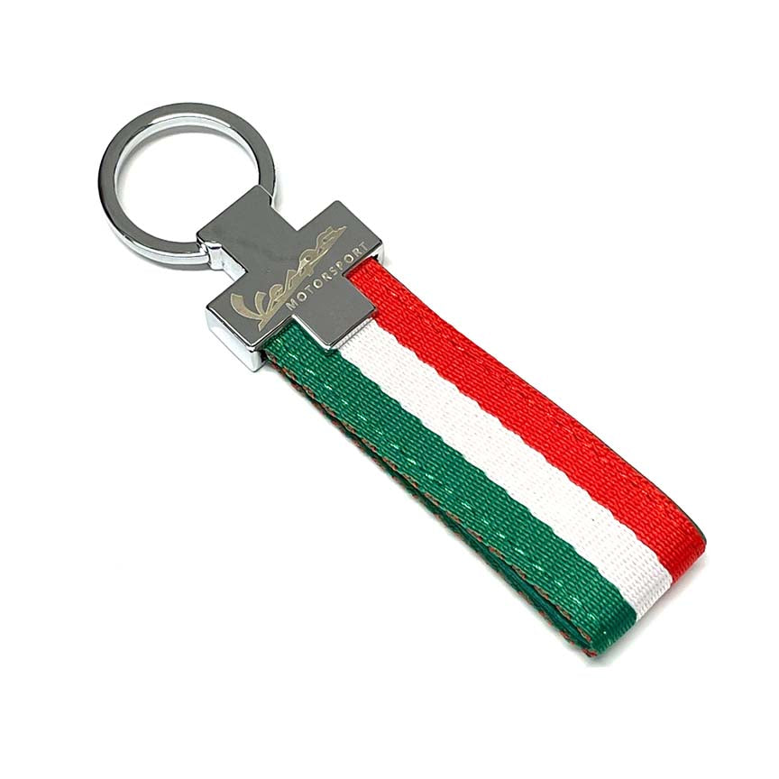 VESPA MOTORSPORT ITALIAN FLAG CHROME KEY CHAIN