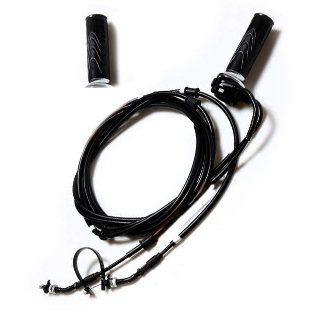 COMPLETE THROTTLE CONTROL CABLES WITH GRIPS (CHROME COLLAR) LIBERTY150 2017-2024 (SEE CM087737 BLACK COLLAR) 1C001372 1C001373