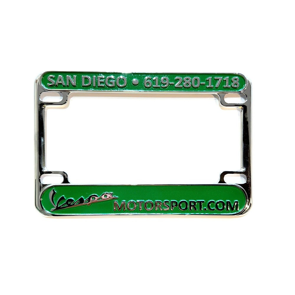 "VESPA MOTORSPORT" GREEN LICENSE PLATE FRAME
