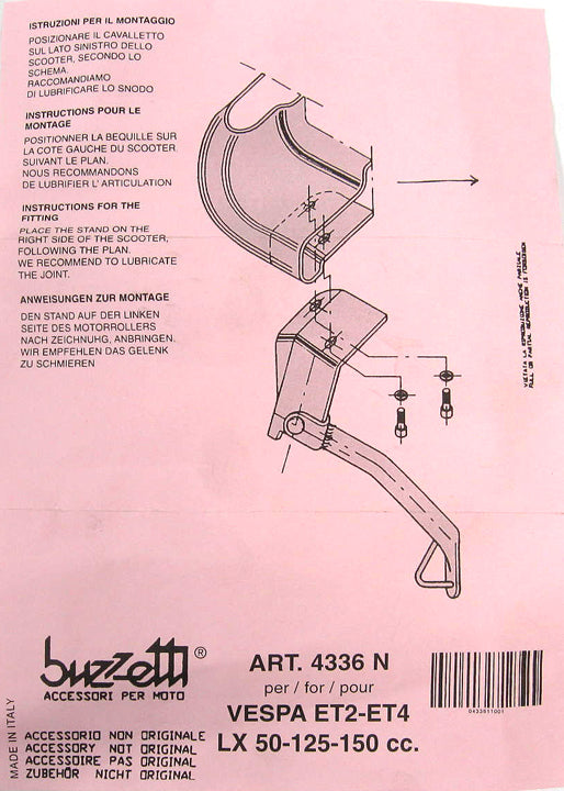 BUZZETTI SIDE STAND BLACK ET2/ET4/LX50/LX150/LXV/S50/S150