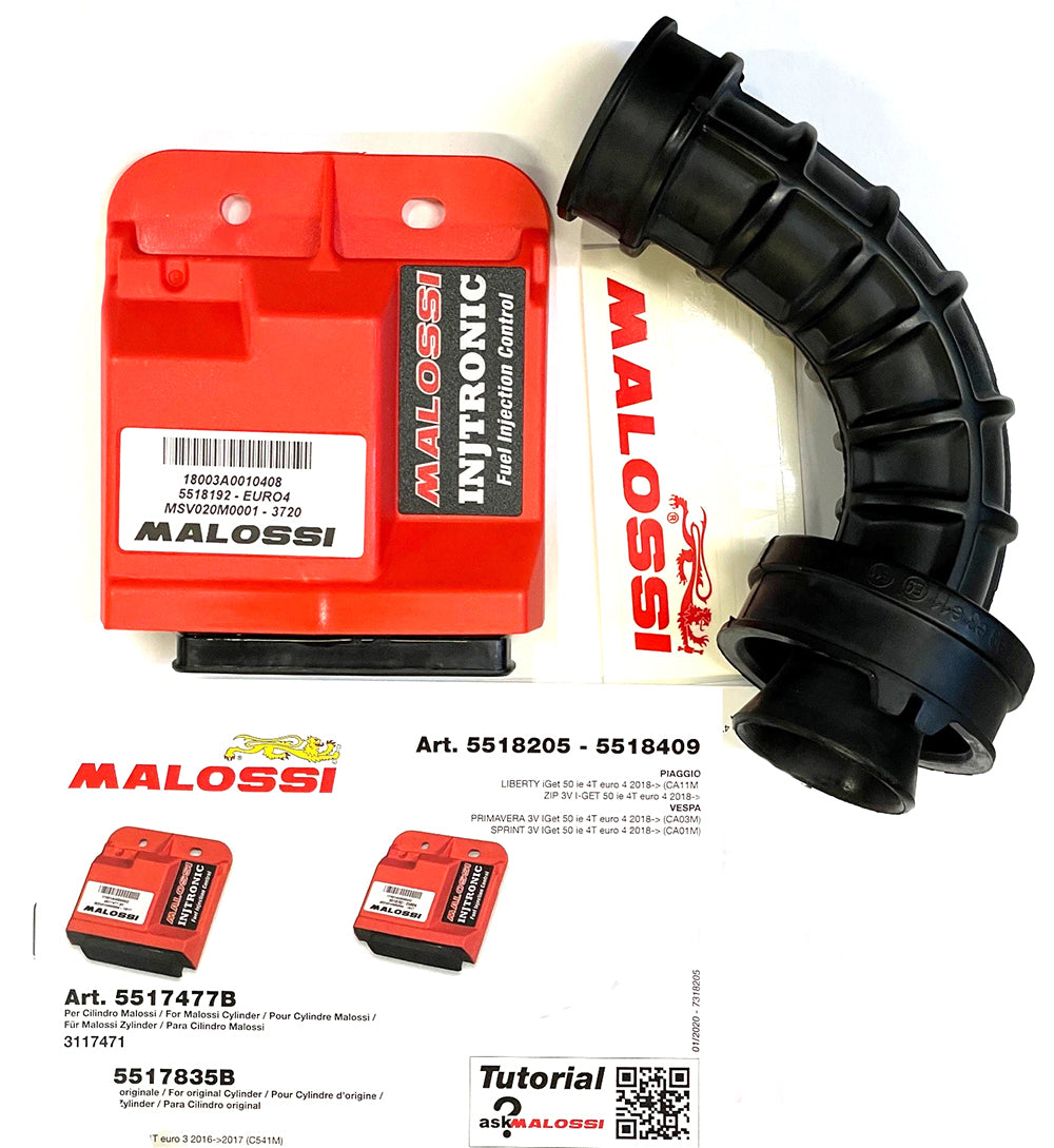 MALOSSI ECU (ECM CDI) IGNITION UNIT INJTRONIC FOR ORIGINAL CYLINDER - FUEL INJECTED PRIMAVERA/SPRINT/LIBERTY 50CC 3Vie iGET **EURO 4 ONLY**