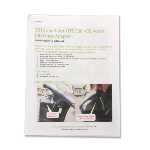Alarm Interface Adapter 2015 Vespa GTS/Super ABS