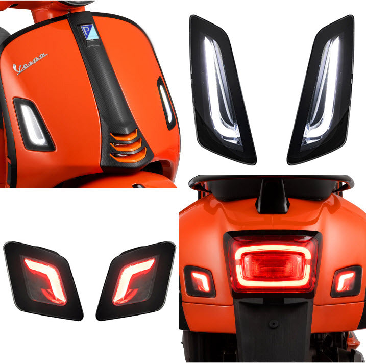 COMPLETE SET OF 4 SMOKED KOSO LENS LED SWITCHBACK RUNNING/TURN SIGNAL LIGHT KIT VESPA GTS GTV HPE2 GTS310 2023-CURRENT