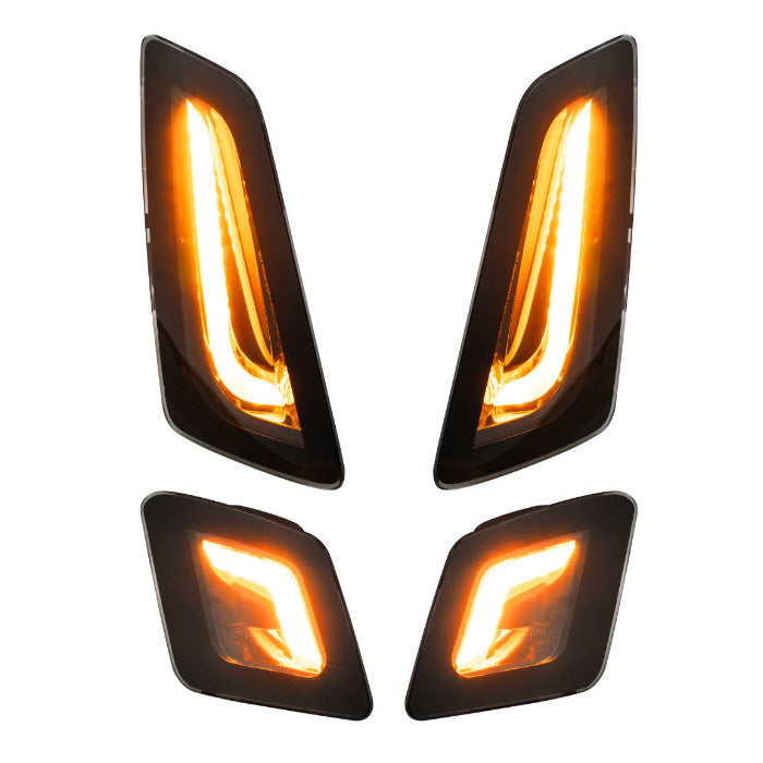 COMPLETE SET OF 4 SMOKED KOSO LENS LED SWITCHBACK RUNNING/TURN SIGNAL LIGHT KIT VESPA GTS GTV HPE2 GTS310 2023-CURRENT
