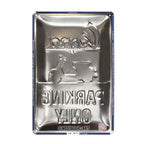 VESPA PARKING ONLY METAL EMBOSSED SIGN BLUE, WHITE & RED (8" WIDE X 12" TALL)