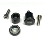 MIRROR PLUG (PAIR) CNC ALUMINIUM GUN METAL GREY (TITANIUM) ANODIZED FOR GTS 300 PRIMAVERA SPRINT & PIAGGIO