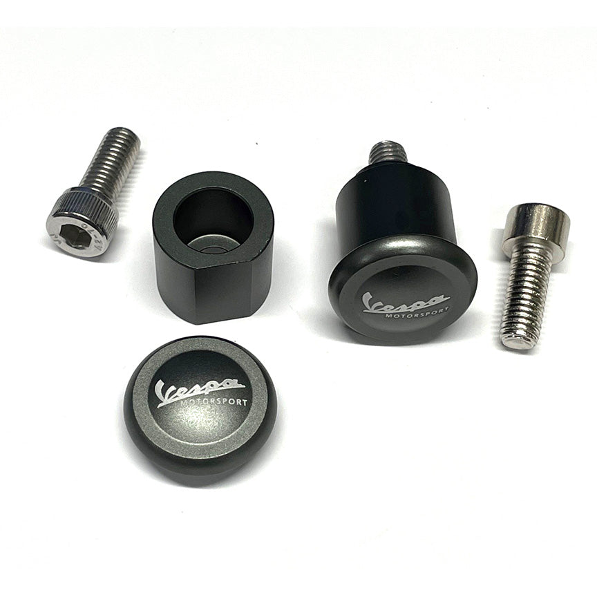 MIRROR PLUG (PAIR) CNC ALUMINIUM GUN METAL GREY (TITANIUM) ANODIZED FOR GTS 300 PRIMAVERA SPRINT & PIAGGIO