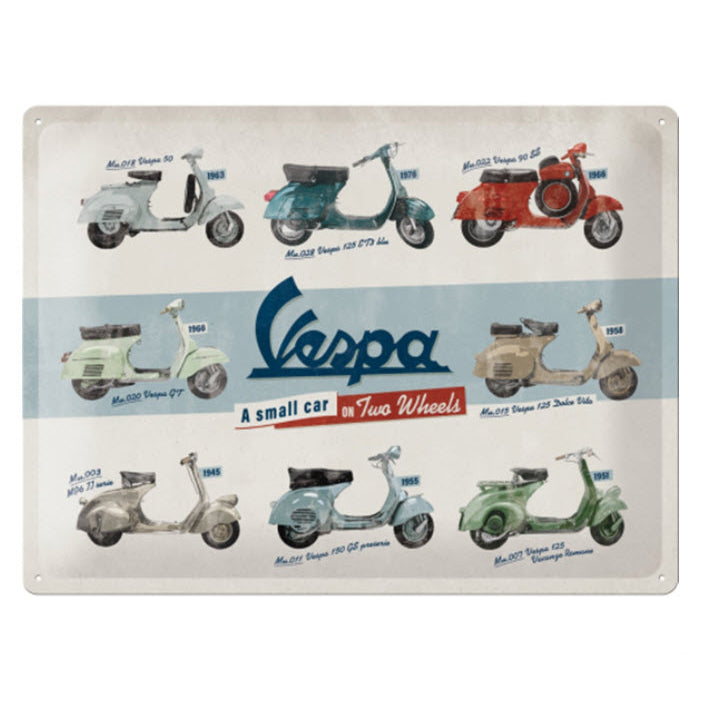 *MODEL TIME LINE CHART* VESPA METAL SIGN 12" X 16" MADE IN GERMANY