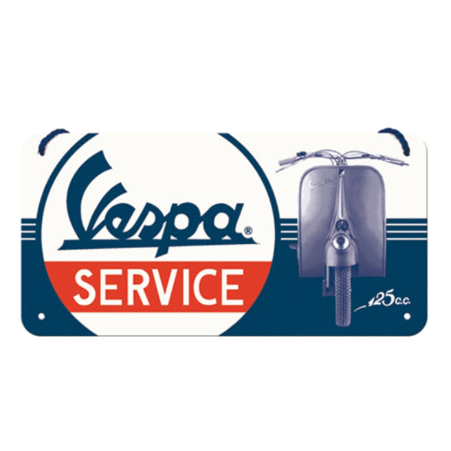 VESPA SERVICE METAL HANGING SIGN 4" X 8" MADE IN GERMANY