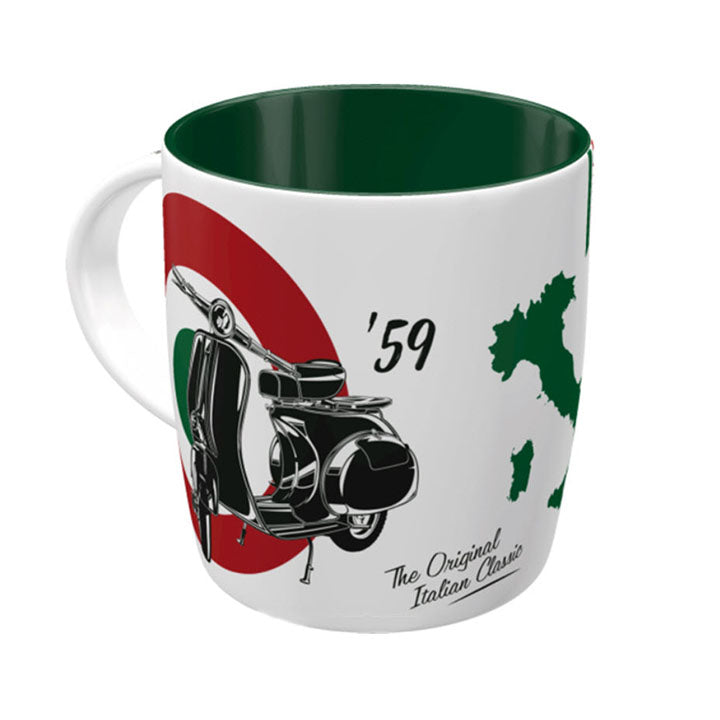 **VESPA 1959** 12 oz COFFEE MUG RED/WHITE/GREEN