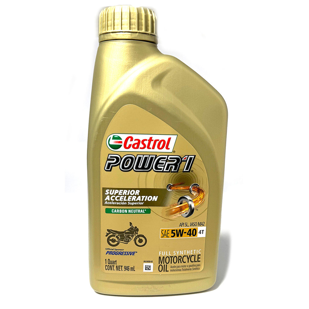 5W40 CASTROL POWER 1 FULL SYNTHETIC MOTOR OIL FOR VESPA & PIAGGIO 4T 1QT SIZE