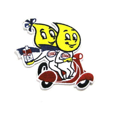ESSO "TWO-UP" OIL DROP VESPA SCOOTER PATCH FULLY EMBROIDERED LIMITED AVAILABILITY **SUPER SALE**