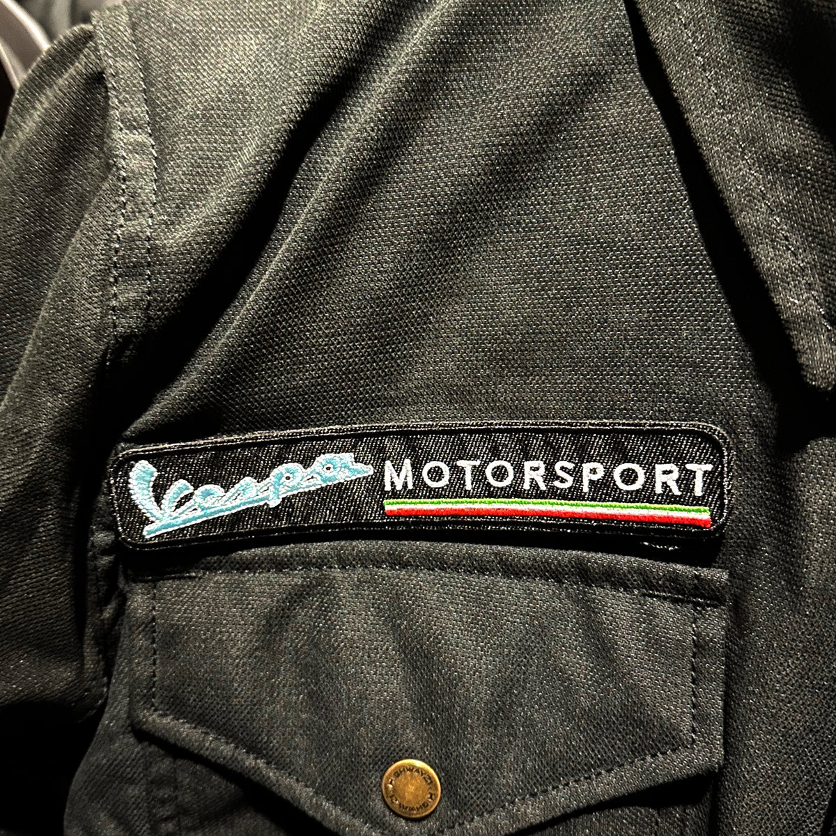 VESPA MOTORSPORT WITH ITALIAN FLAG VELCRO PATCH 5.75 X 1 INCH