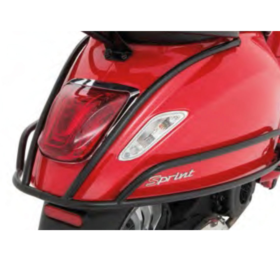 *BLACK* REAR CHROME BARS VESPA PRIMAVERA SPRINT FACO POWDERCOATED **WILL NOT WORK WITH THE REAR U.S. TURN SIGNALS**