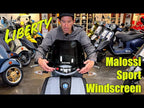 MALOSSI SPORT STYLE SMOKE FLYSCREEN WINDSHIELD PIAGGIO LIBERTY ABS 2025- W/LED HEADLIGHT (9" H x 16" W)