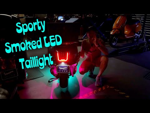 SMOKED G3 LED TAILLIGHT ASSEMBLY W/MATTE BLACK BEZEL 2015-2022 VESPA GTS SUPER SPORT 300 HPE