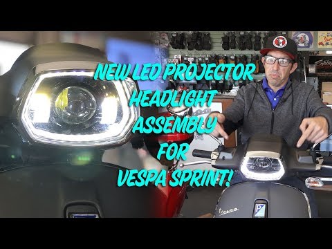 BLACK LED HEADLIGHT W/HALO RING VESPA SPRINT 150 2020-CURRENT