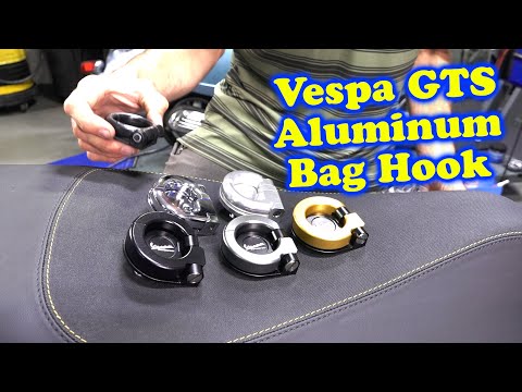 Vespa Motorsport Aluminum Folding Bag Hook **BLACK** GT/GTS/GTV/Super 2005-22022 (and MORE Piaggio's)
