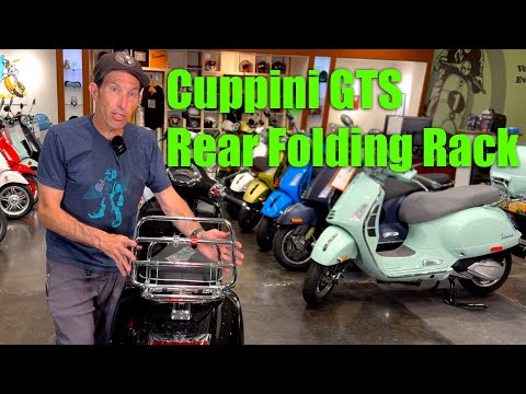 **CHROME CUPPINI** REAR FOLDING RACK W/GRAB RAIL VESPA GTS 250 300 HPE2 GTS310