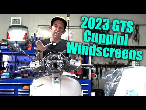 CUPPINI LARGE CLEAR WINDSHIELD VESPA GTS300 HPE2 GTS310 (21"TALL x 30" WIDE)