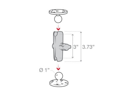 RAM Mount Double Socket Arm Link For 1" Balls  3.73" Long