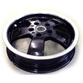 REAR WHEEL RIM GTS 2015-2020 SUPER  ABS GLOSS BLACK W/SPUN SILVER EDGE