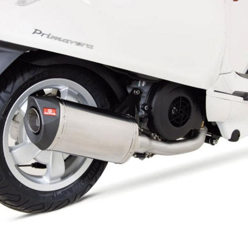 SILVER REMUS EXHAUST WITH BLACK CARBON TIP VESPA PRIMAVERA/SPRINT 150 3V 2015-2016 **CLOSEOUT**