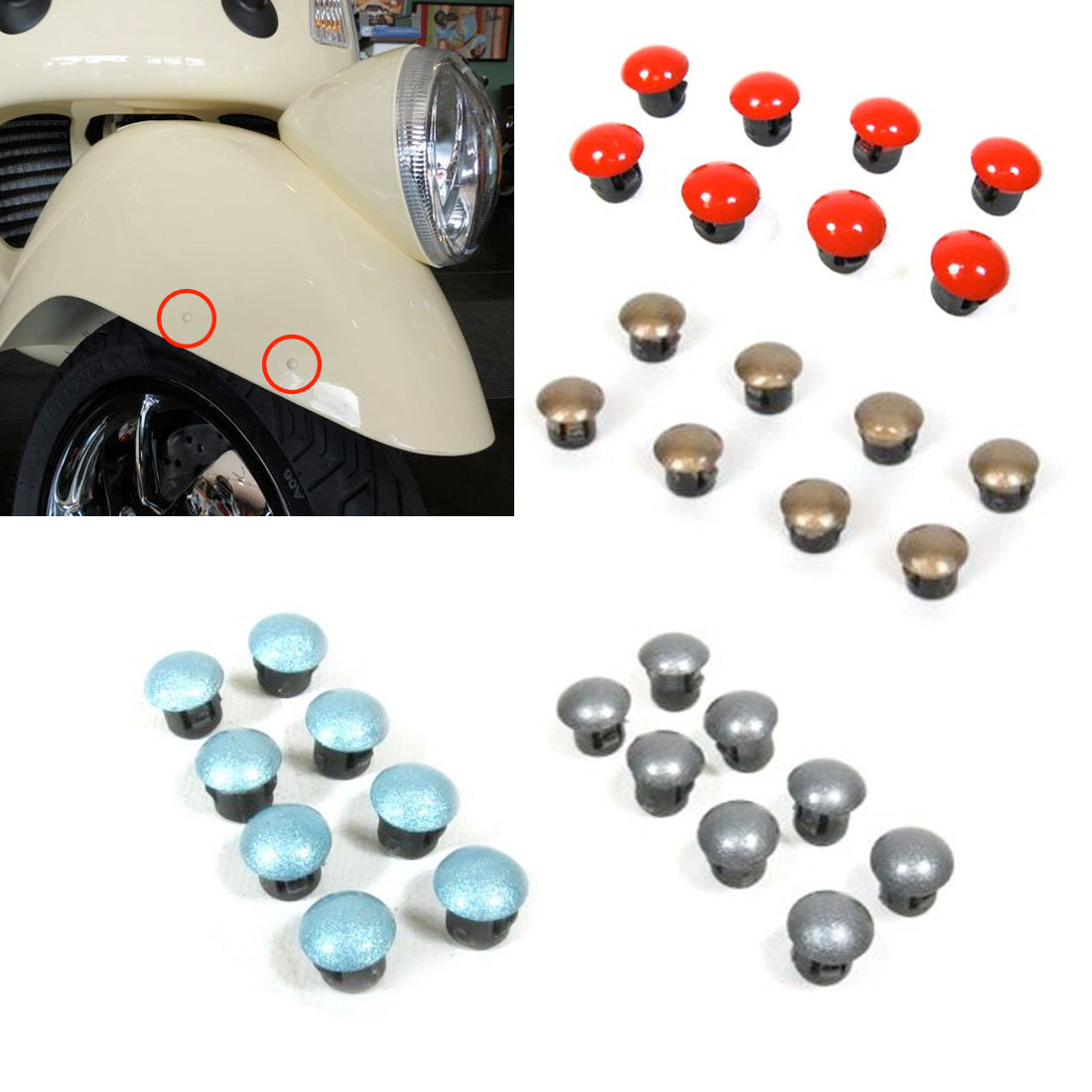 COLOR-MATCHED Plug Kit For Reflector Removal Set of 8 HPE GTV GTS GT LX LXV VESPA S ET