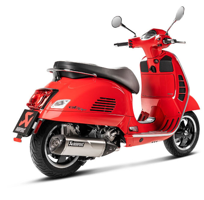 TWIN PIPE Akrapovic Performance Exhaust Muffler Pipe for Vespa GTS GTV Super & HPE (2006-2022) Stainless Steel (S-VE3SO9-HRSS)
