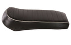 LOW PROFILE SINGLE SADDLE SPORT SEAT BLACK W/WHITE PIPING ROYAL ALLOY (0400-1086)