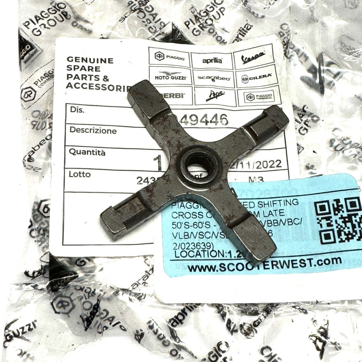 PIAGGIO NOTCHED SHIFTING CROSS CRUCIFORM LATE 1950'S-1960'S - VNA/VNB/VBB/VBC/VLB/VSC/VSD (0949446, 023639)