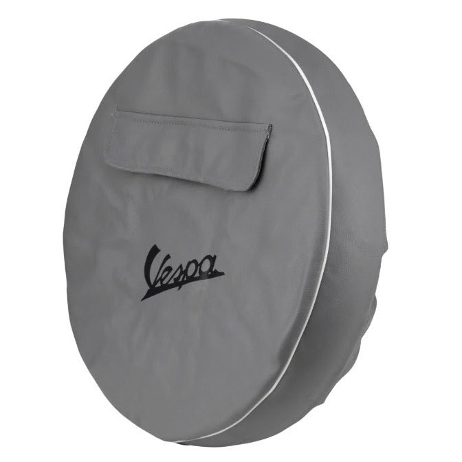 10" GRAY VINYL SPARE TIRE COVER W/ POUCH **ITALIAN MADE**