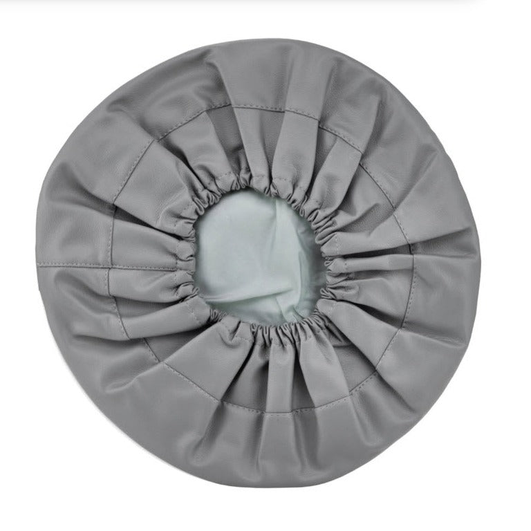 10" GRAY VINYL SPARE TIRE COVER W/ POUCH **ITALIAN MADE**