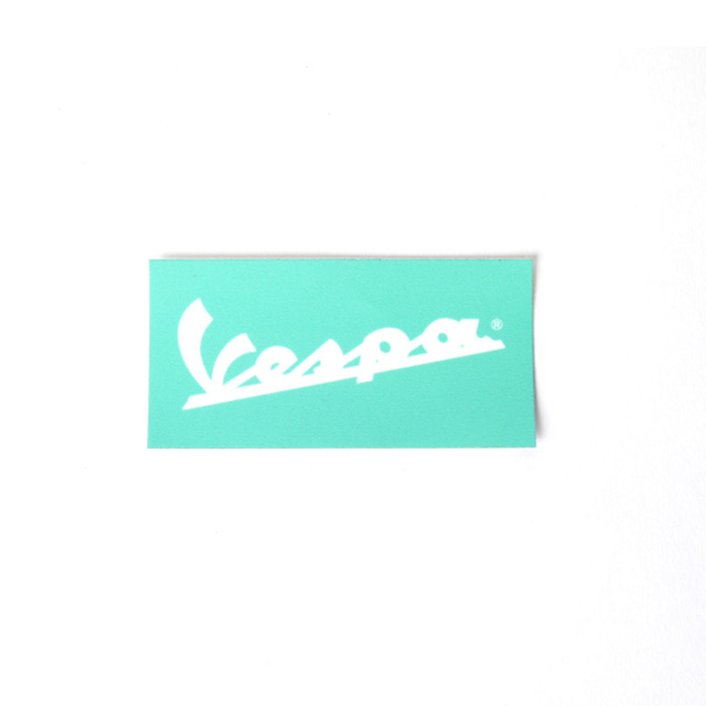 VESPA STICKER GREEN WITH WHITE VESPA SCRIPT 2" x 4"