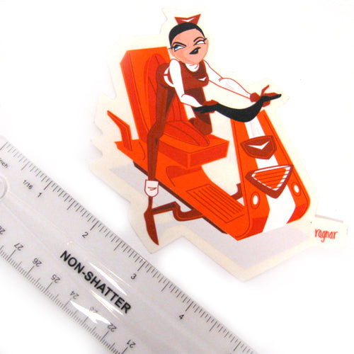 Ragnar Sexy Space Scooter Chick Sticker