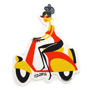 Shag Orange Scooter Sticker Large