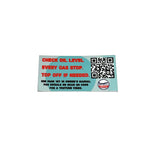 "CHECK OIL LEVEL" DECAL FOR VESPA GTS HPE 2.5" STICKER
