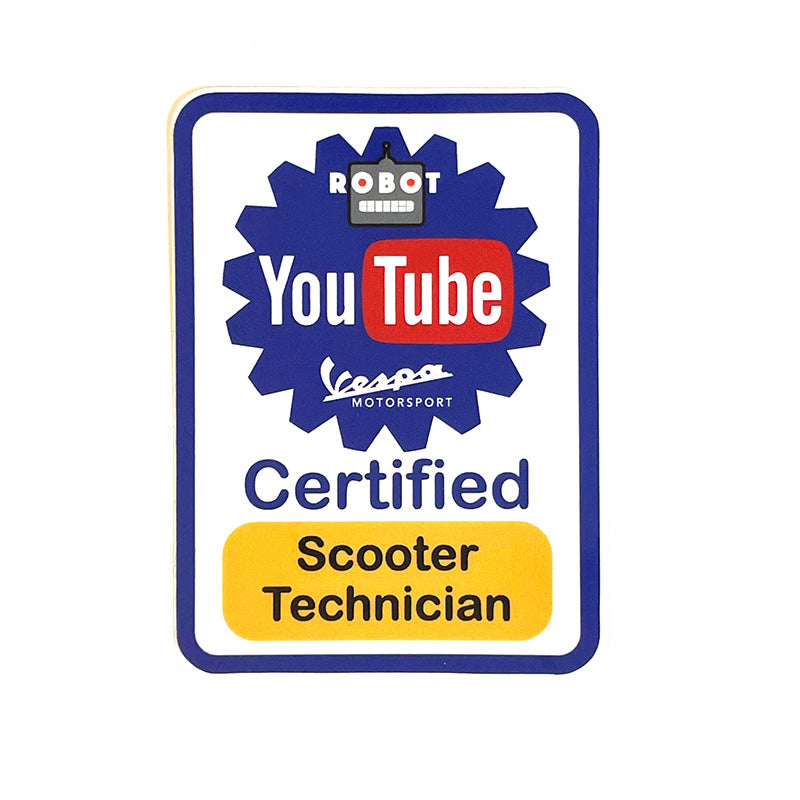 YOUTUBE CERTIFIED SCOOTER TECHNICIAN DECAL 3" BY 2" STICKER