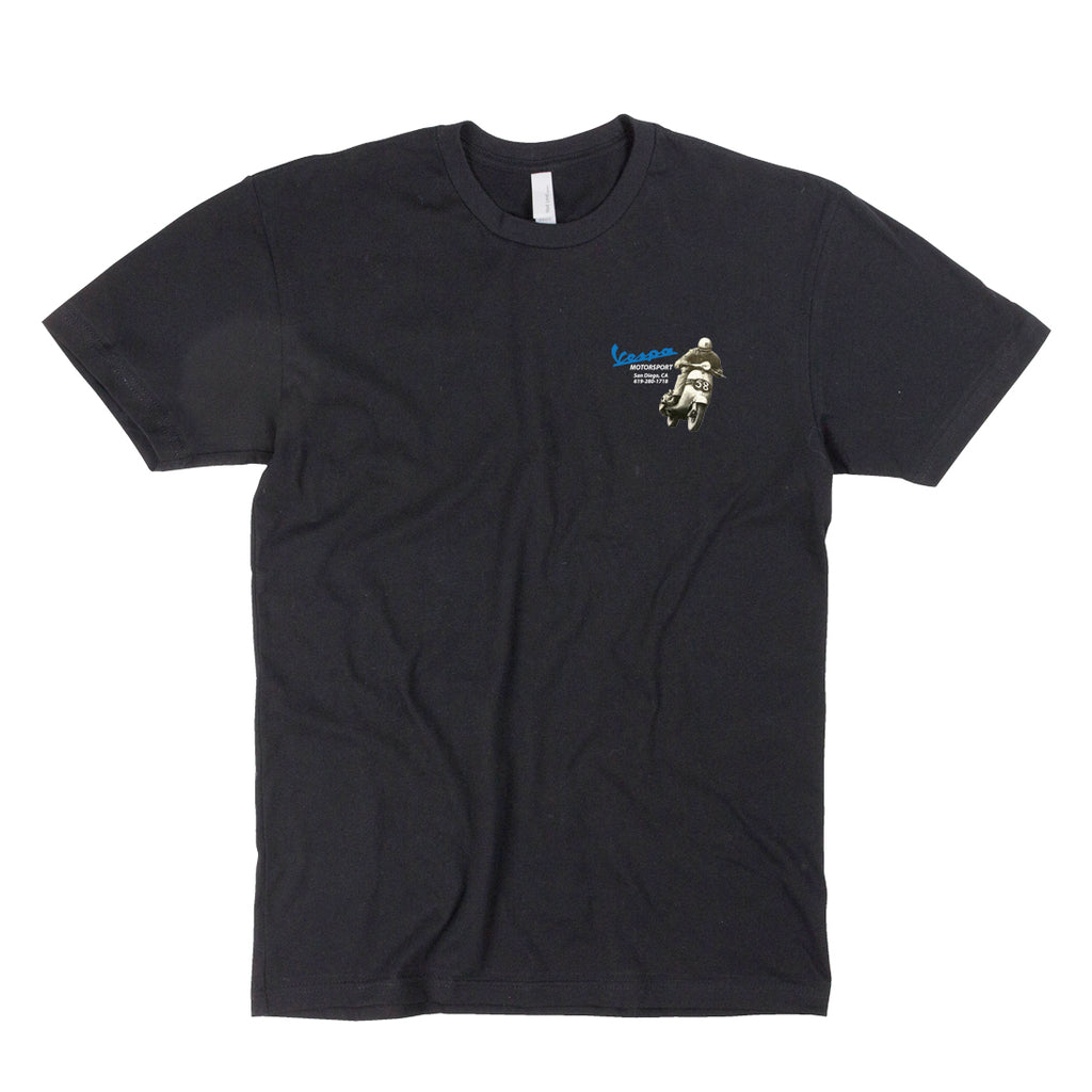 Vespa Motorsport Retro Shop T-Shirt MEN'S BLACK