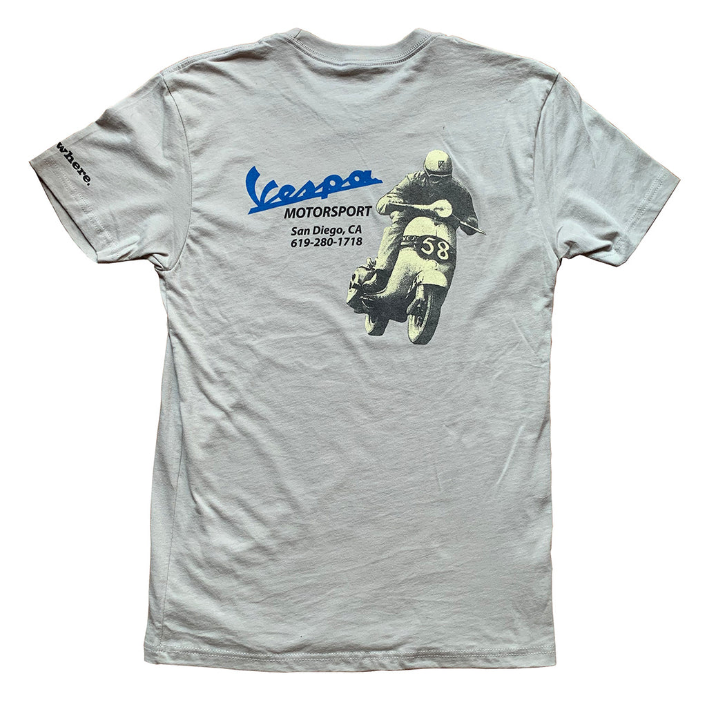 GRAY MEN'S VESPA MOTORSPORT RETRO T-SHIRT