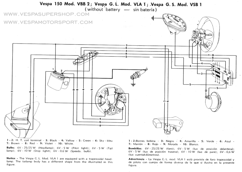 AC Wiring Harness VESPA VNB/VBB/GL/GS/SS/Sprint/Super