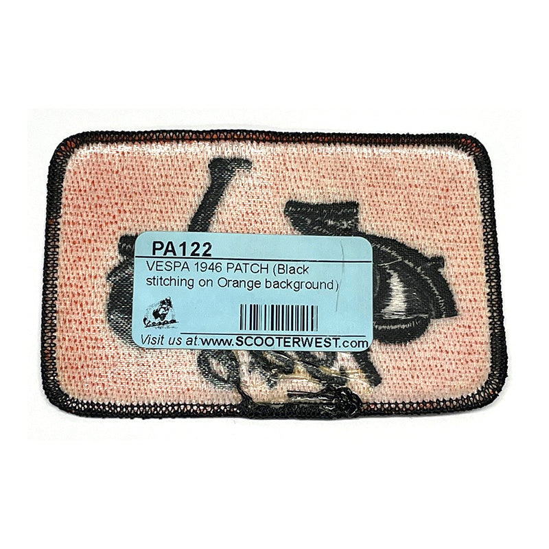 VESPA 1946 PATCH (Black stitching on Orange background) 2.5" tall x 3.875" wide **SUPER SALE**