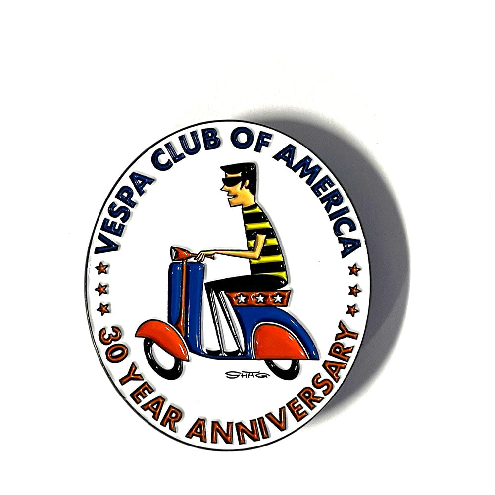 VESPA CLUB OF AMERICA 30TH ANNIVERSARY SHAG VCOA 1.5" PIN