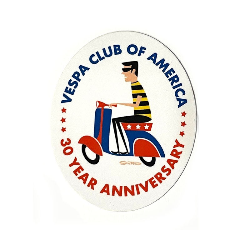 VESPA CLUB OF AMERICA 30TH ANNIVERSARY SHAG 2.5" STICKER