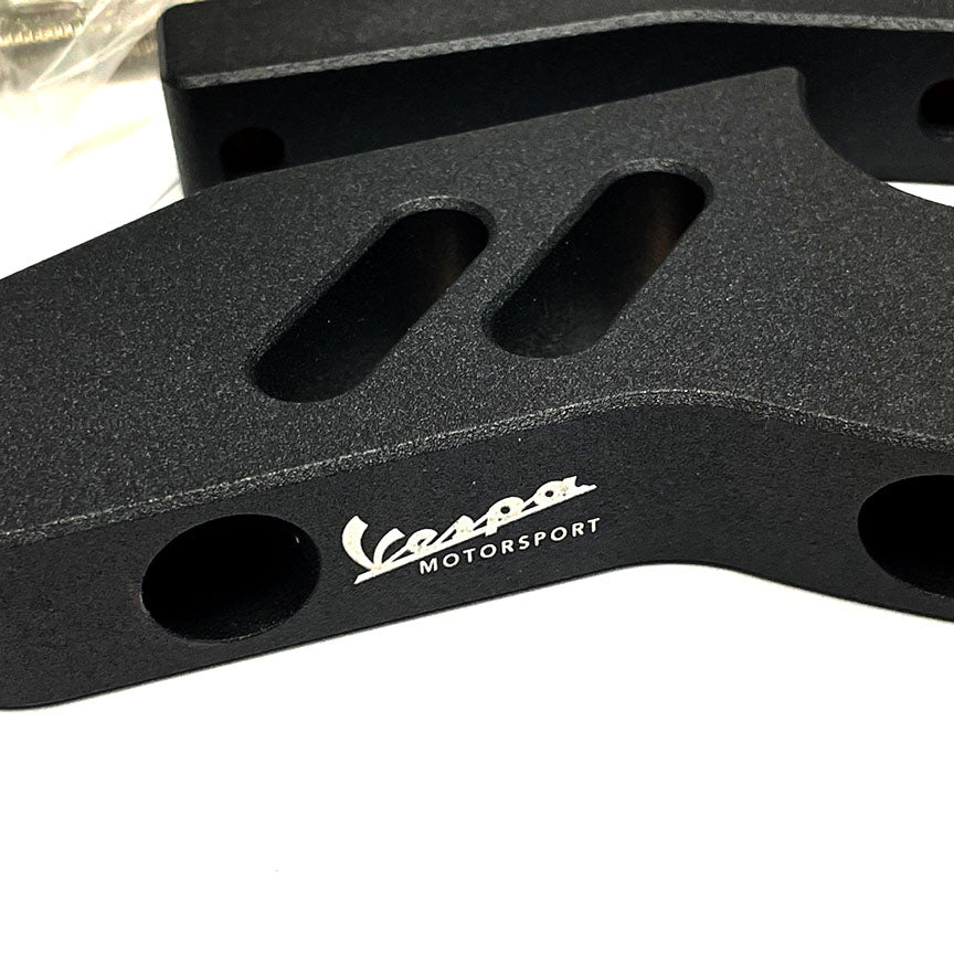 **TEXTURED MATTE BLACK** VESPA MOTORSPORT CNC MACHINED PASSENGER FOOTPEG EXTENDERS-GT/GTS/SUPER/GTV/HPE2